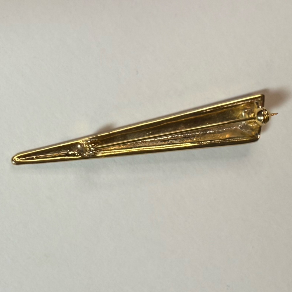 Vintage 80s/90s Emerald Green Enamel Modernist Geometric Brooch Gold Tone - Picture 3 of 9